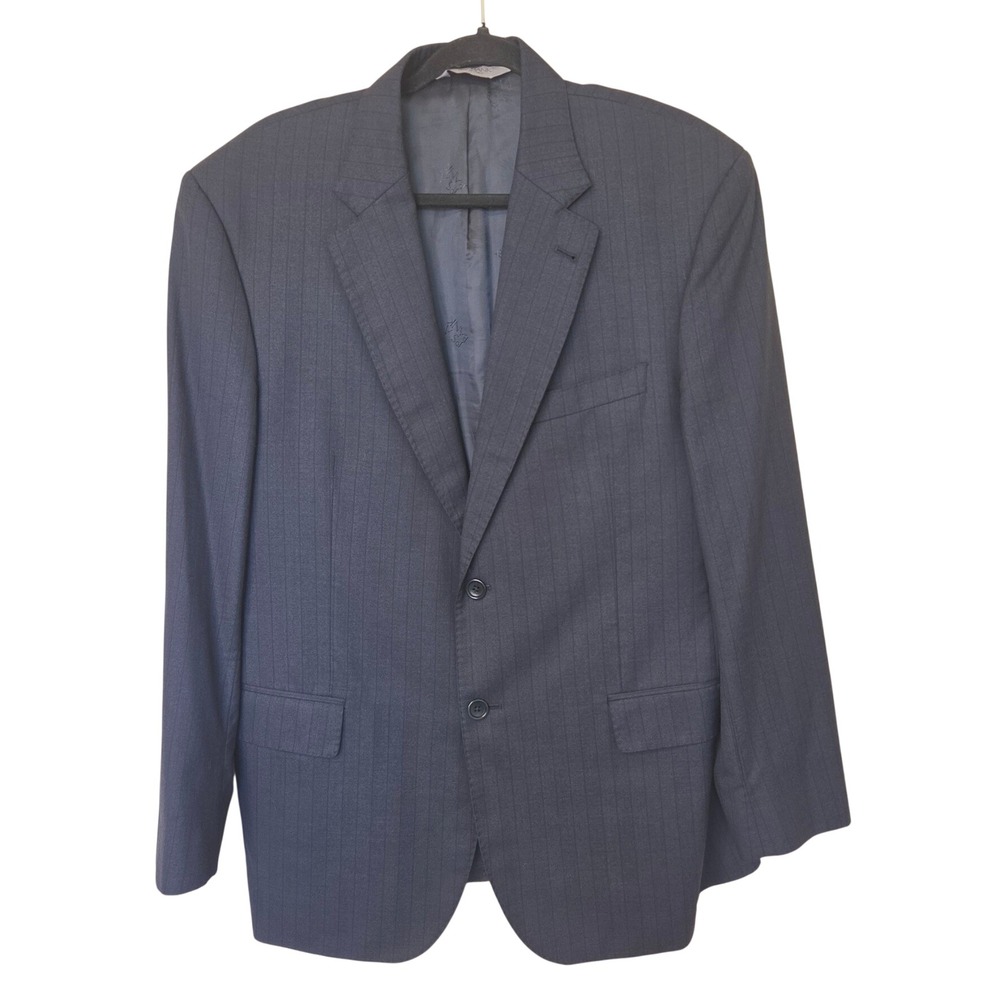 Jos A Bank Mens Charcoal Grey Pinstripe Blazer 42R Wool Made in Italy